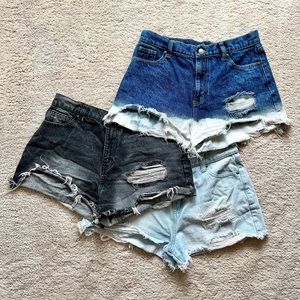 Lot of 3 high waisted denim shorts